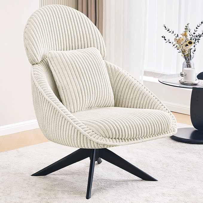 Furniliving Modern Accent Chair Upholstered Swivel Desk Chair by FurnilivingFurnitureforHome