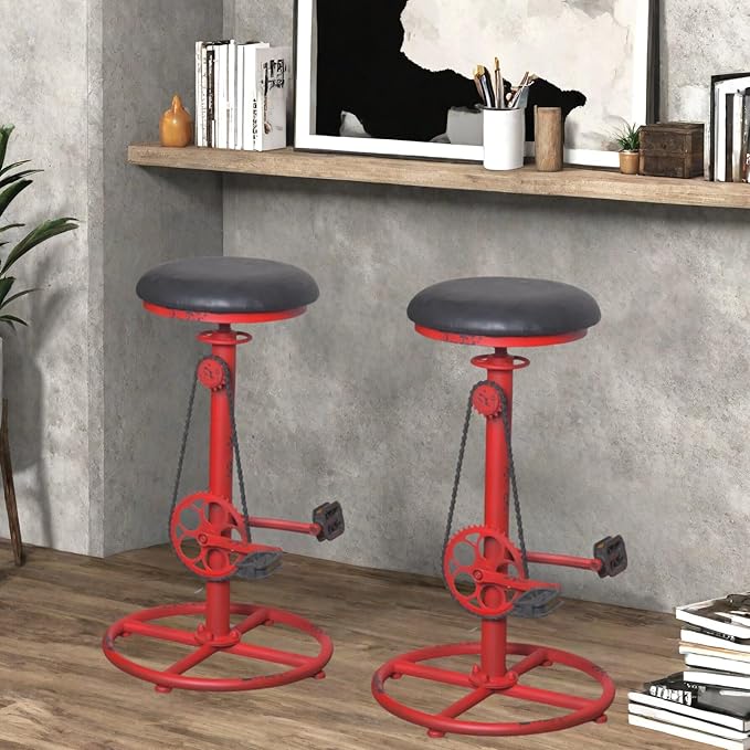 Topower Vintage DIY Bar Stool Bicycle Chain Iron Pedal Retro Industrial Height - Image 4