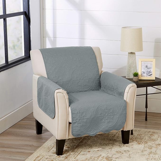 Medallion Stitched Solid Furniture Protector Stain Resistant Durable Furniture by GreatBayHome