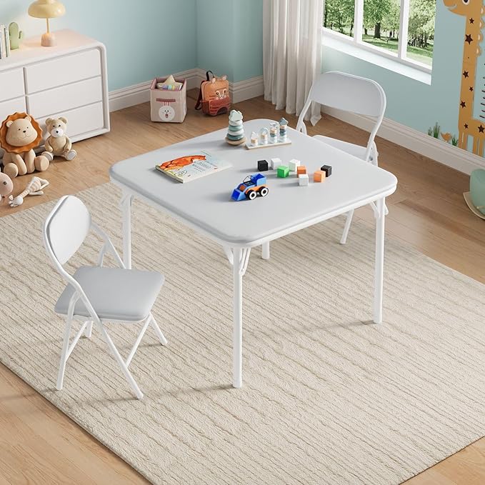 IDEALHOUSE 3 Piece Folding Kids Table and Chairs Set, Children Activity Table - Image 2