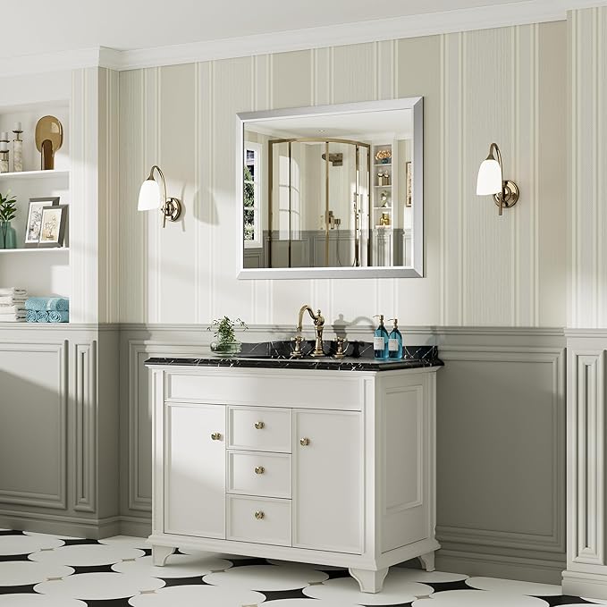 40x32 Inch Silver Bathroom Mirror - Image 4