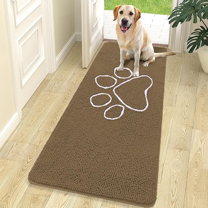 OLANLY Door Mat for Muddy Dog Paws 70x24, Ultra Absorbent Chenille Mud Doormat by OLANLY