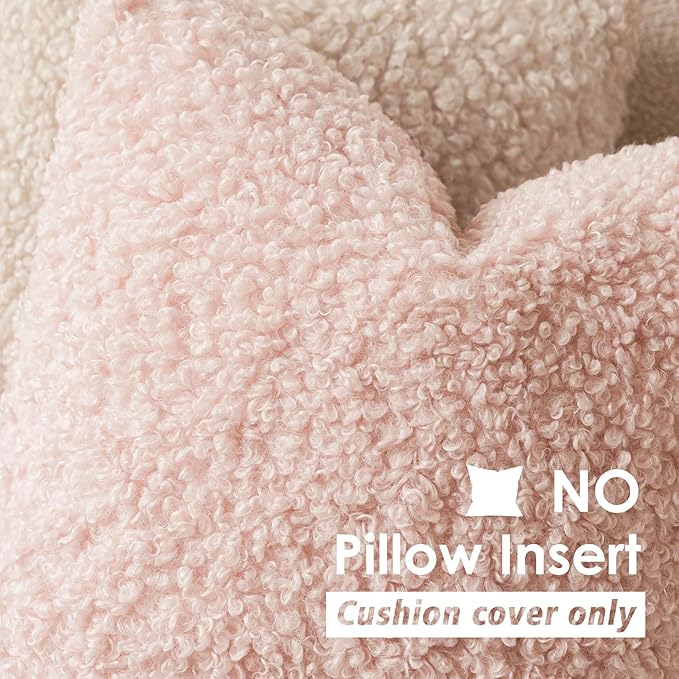 Foindtower 2 Pieces 24x24 Inch Light Pink, Faux Fur Throw Pillow Cover Accent - Image 3