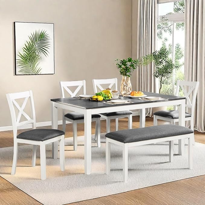 Dining Table Set for 5, 6-Piece Kitchen Table & Chairs Set - Image 2