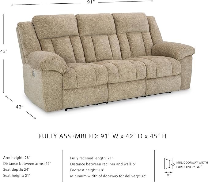 Signature Design by Ashley Tip-Off Classic Wall Hugger Power Reclining Sofa - Image 3