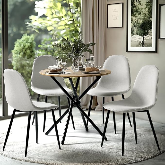 FurnitureR Dining Chairs Set of 4 Comfortable Upholstered, Fabric Mid-Back - Image 6