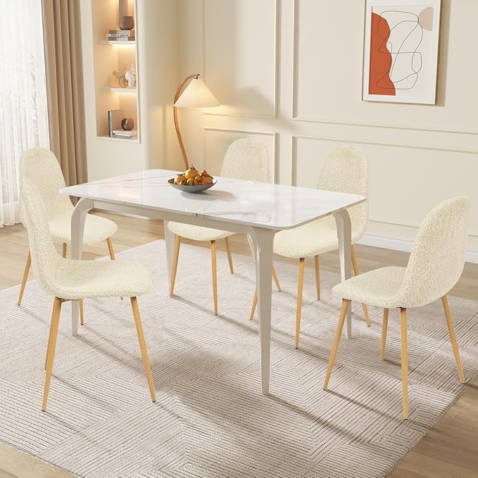 FurnitureR Dining Chairs Set of 4, Upholstered Chenille Fabric Dining Room - Image 6