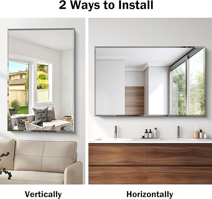 Beveled Bathroom Mirror, 30x48 Inch Large Frameless Mirrors - Image 4