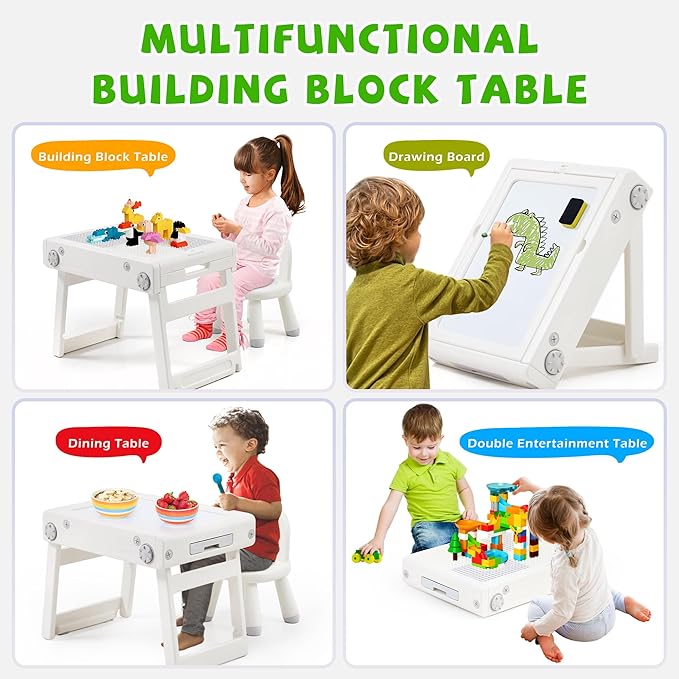 Toddler Table and Chair Set, Foldable Building Block Table - Image 4