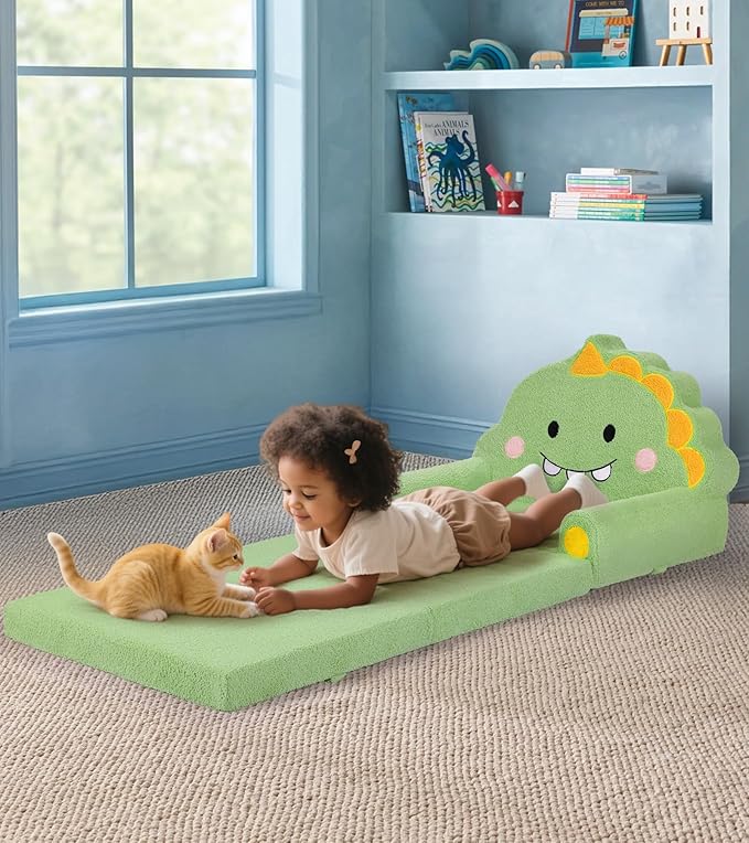 Kids Couch, 2-in-1 Soft Toddler Couch Fold Out - Image 2