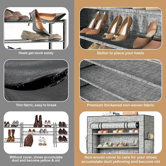 Covered Shoe Rack Tall Metal Shoes Rack Organizer - Image 6