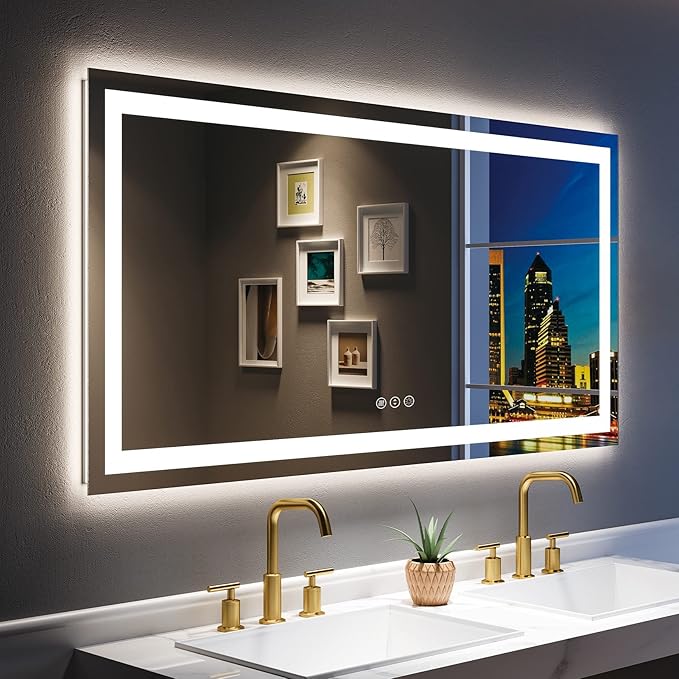55x30 Inch LED Bathroom Mirror by YEELAIT
