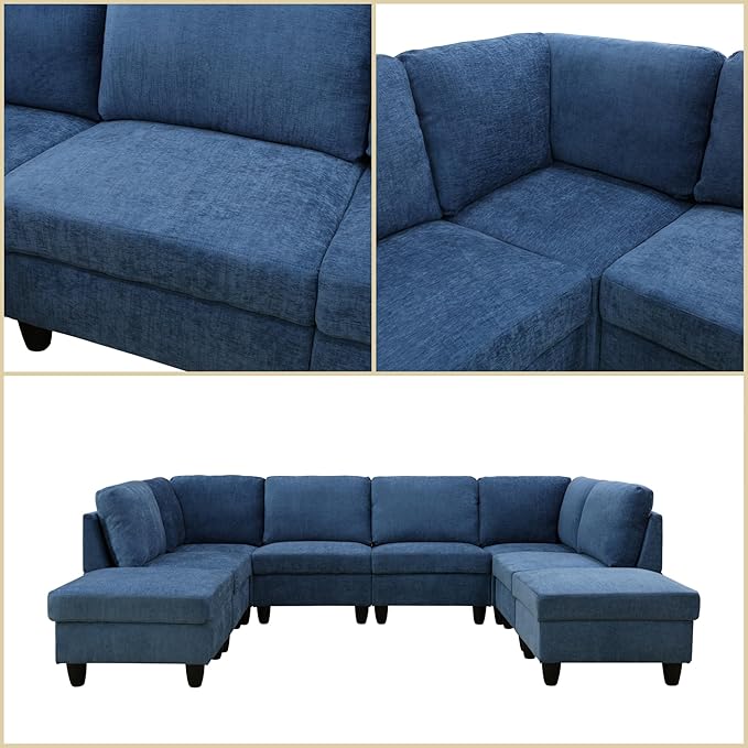 U Shaped Sectional Couch, Convertible Modular Sectional Sofa - Image 4