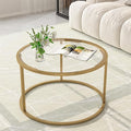 Glass Coffee Table, Round Gold Coffee Table by Easy+Paws