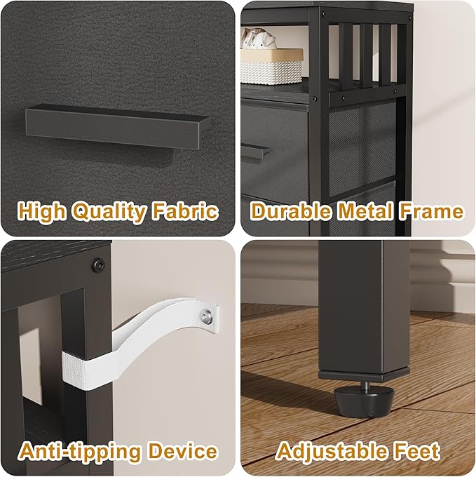 9 Drawer Dresser TV Stand with LED Lights & Power Outlets, Entertainment Center - Image 7