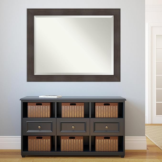 Amanti Art Brown Wall Mirror 36x46 William Rustic Woodgrain Rectangle Bathroom - Image 6