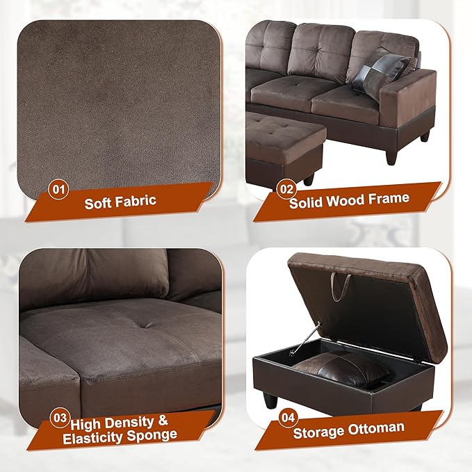Osparple L Shaped Couch Sectional Couches - Image 5