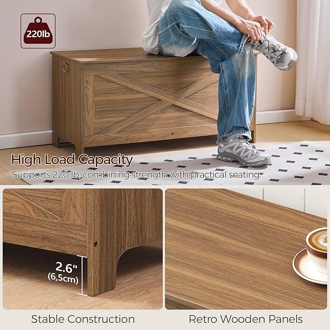 39.4" Toy Chest, Sturdy Entryway Storage Chest - Image 4