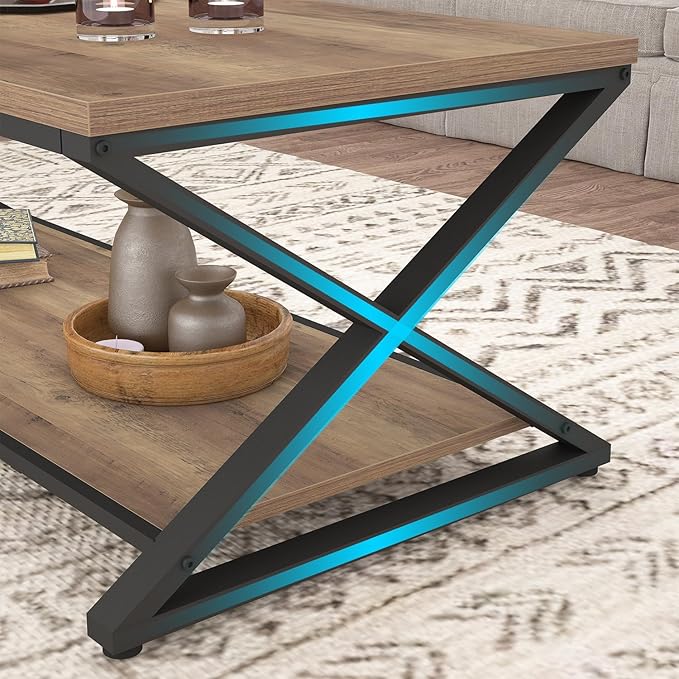 HSH Rustic Wood Coffee Table, Modern Farmhouse Living Room Table, Minimalist - Image 7