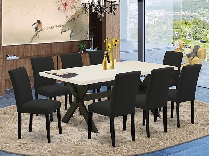 East West Furniture X627AB624-9 9 Piece Dining Set Includes a Rectangle Dining - Image 2