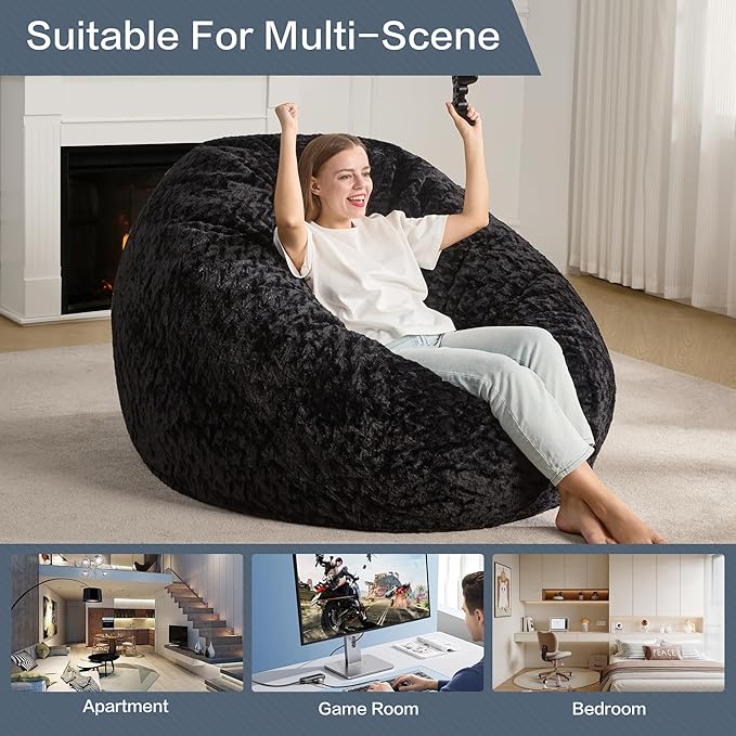 Hobestluk 5ft Bean Bag Chairs for Adults Large Beanbag Chair - Image 5