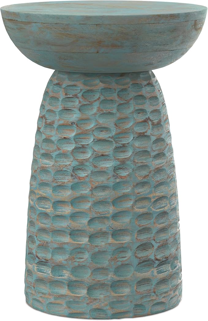 SIMPLIHOME Boyd 13-inch Wide Solid Mango End Table in Teal Wash, - Image 7