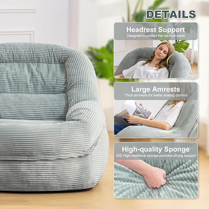 Giant Bean Bag Chair with Armrests - Image 4