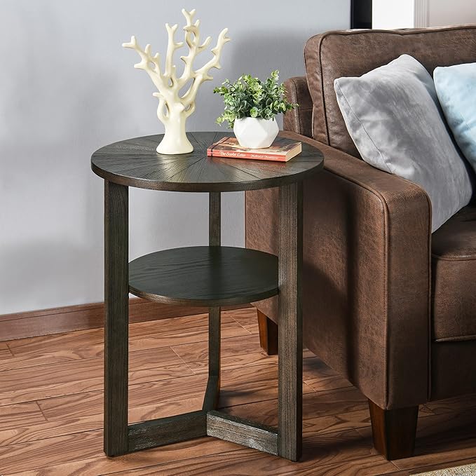 Small Round End Table, Rustic Side Table - Image 3