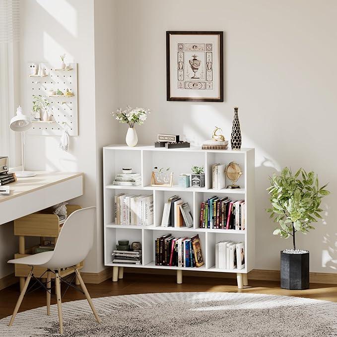 YESHOMY 9 White Cube Bookcase, Open Frame 3-Tier Book Shelf, Bookshelf Storage - Image 3