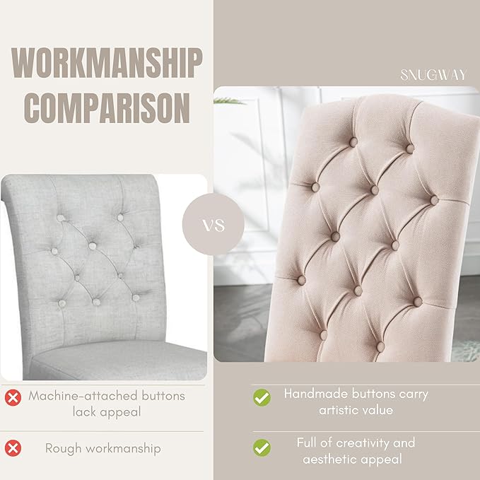 Tufted Upholstered Parsons Dining Chair Set Fabric Diner Accent Stylish Modern - Image 7