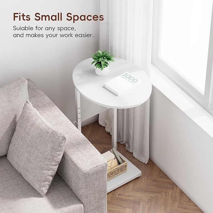 Vagusicc C Shaped End Table, Adjustable Height Small Side Table - Image 9