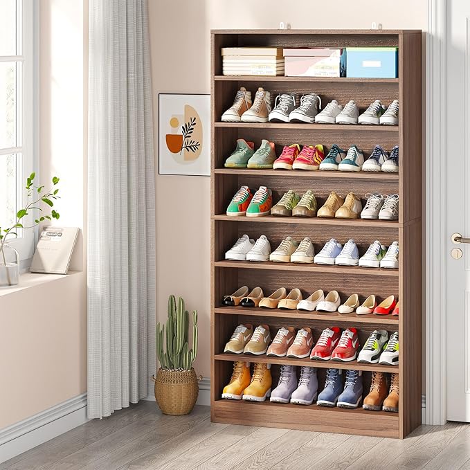 Tribesigns Tall Shoe Cabinet, 9 Tiers 40-45 Pairs Heavy Duty Wood Freestanding - Image 3