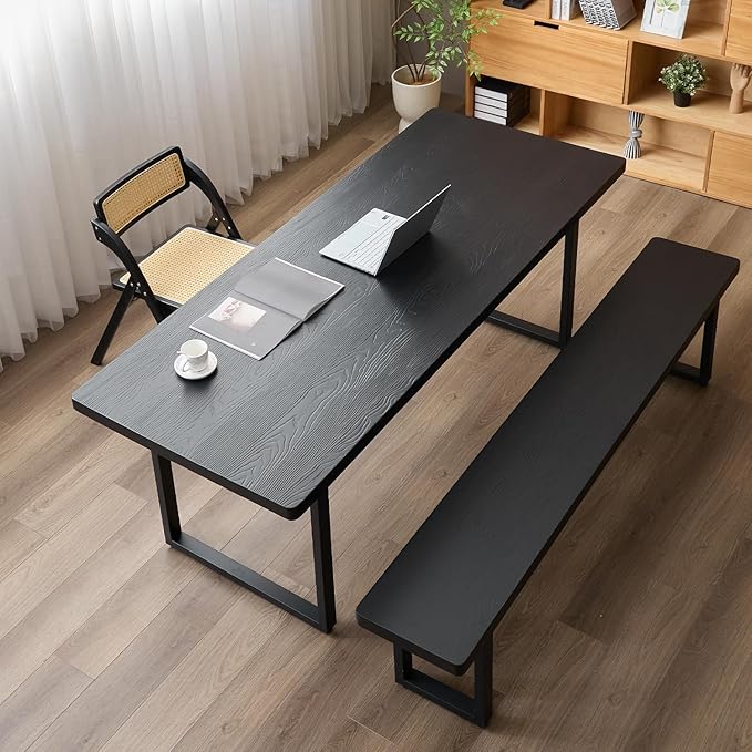 Black Bench Wooden Bench with Metal Legs Suitable - Image 9