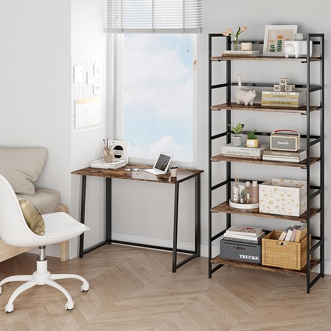 BHG Vintage Multifunctional Folding Bookshelf, No-Assembly Plant Stand Storage - Image 4