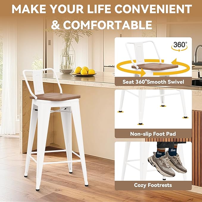 26 Inch Swivel Bar Stools Set of 4 - Image 4