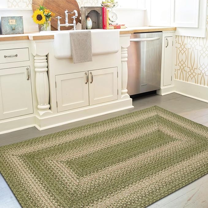 Grassland Green Small Braided Rugs, 2x3' Rectangle - Image 10