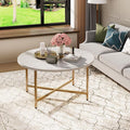 Round Coffee Table, 31.5" Circle Coffee Table, Coffee Tables Living Room by FAMIDGE