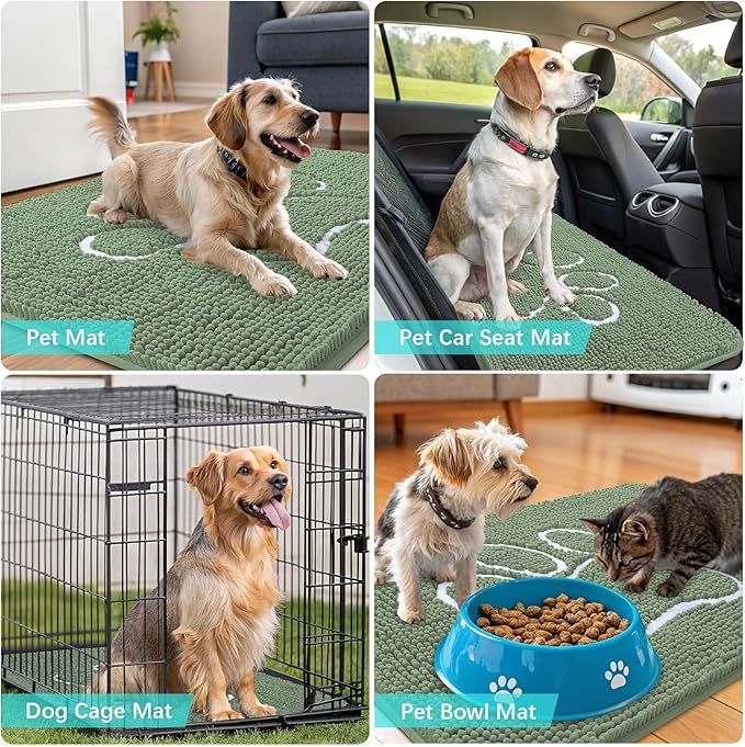 OLANLY Door Mat for Muddy Dog Paws 30x20, Absorbent Chenille Doormat - Image 7