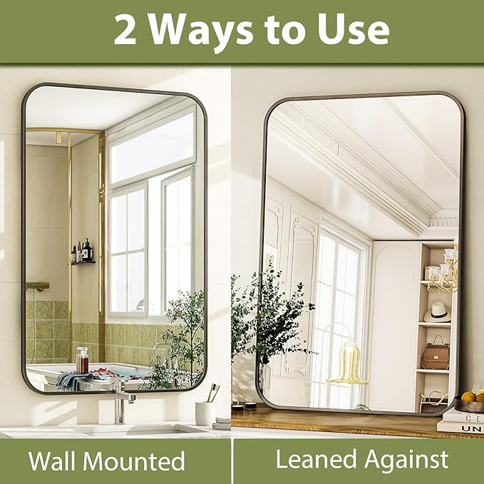 30 x 40 Inch Bathroom Mirror, Rounded Rectangular Vanity Mirror - Image 6