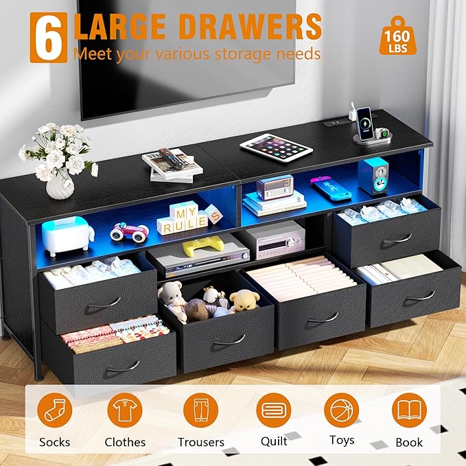 Furologee 55" LED TV Stand for Bedroom - Image 3