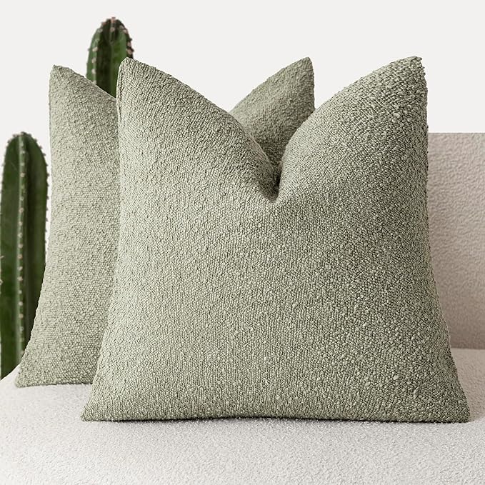 Foindtower Pack of 2 Textured Boucle Throw Pillow Covers Accent Solid by Foindtower