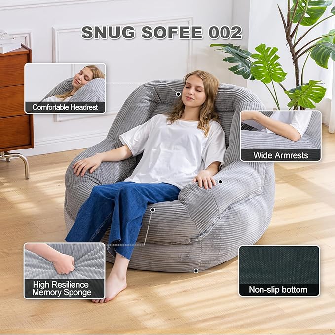 Giant Bean Bag Chair with Armrests - Image 3