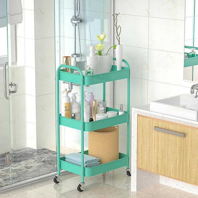 3-Tier Rolling Metal Storage Cart - Image 4