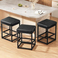 Counter Height Bar Stools Set of 3, Faux Leather Counter Stools by Raynesys
