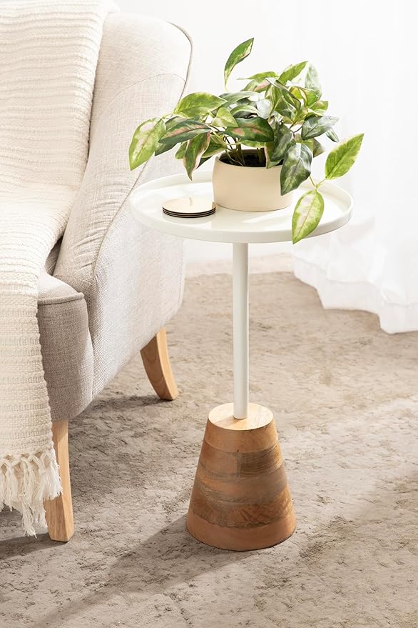 Kate and Laurel Tira Scandinavian Round Side Table, 14 x 24, Modern Circle End - Image 2
