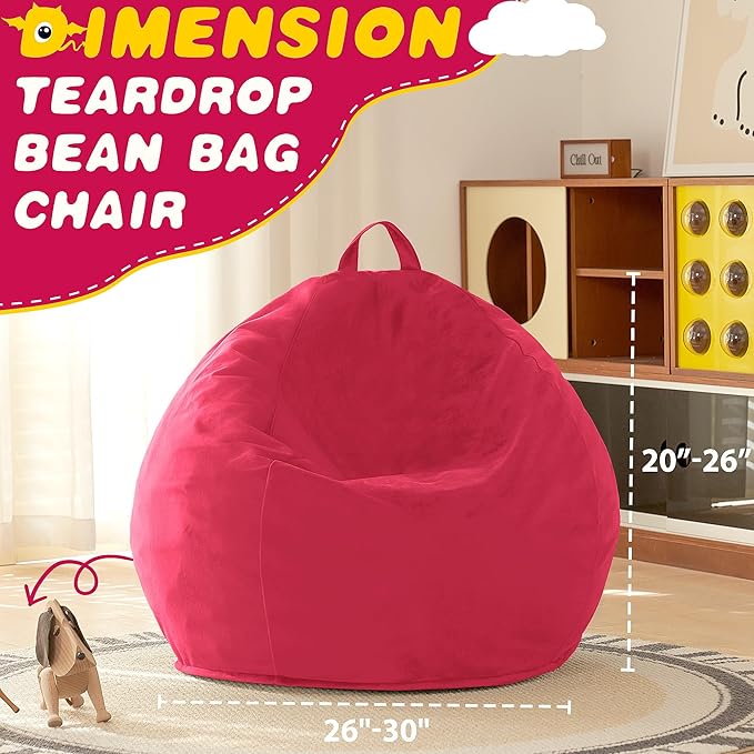 HABUTWAY 2FT Bean Bag Chair, Teardrop Bean Bag Chair Luxurious Velvet Ultra - Image 3