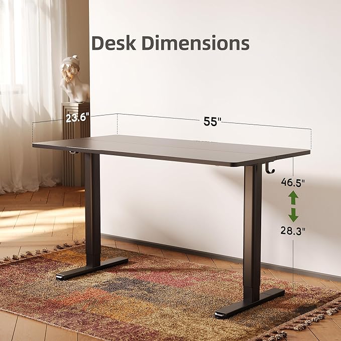 Seang Standing Desk with Adjustable Height, 55x24 Inch Electric Stand Up Desk - Image 3