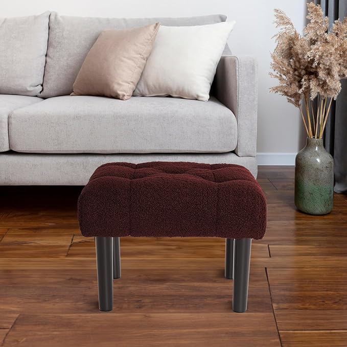 HOUCHICS Fur Padded Foot Stool, Small Ottoman Foot Rest by HOUCHICS