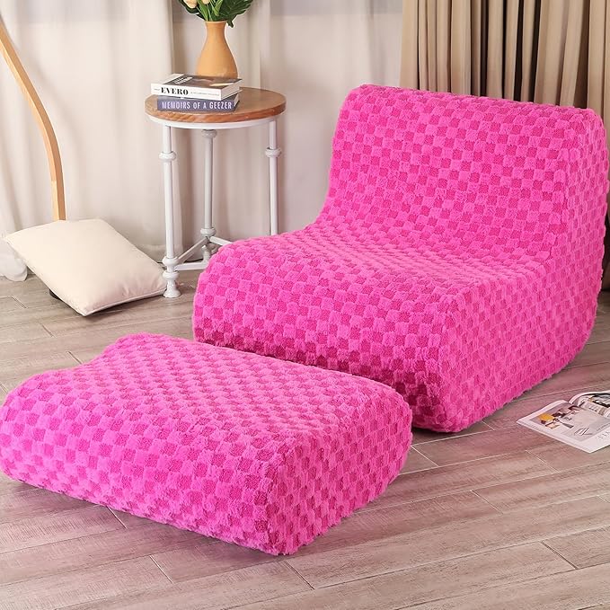 Accent Bean Bag Chair with Footstool, Modern Lazy Sofa Chair with Comfy by LOVMOC