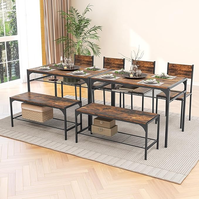 Tangkula Dining Table Set for 4, Kitchen Table and 2 Chairs for 4 - Image 8